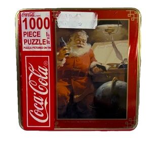 Christmas Coca-Cola Santa Puzzle 1000 Piece Collectible Tin 1998 w/ Bonus Magnet